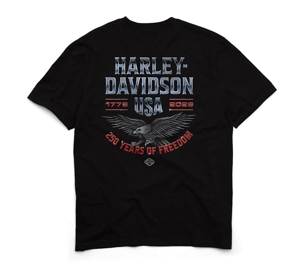 NWT Harley-Davidson Men's 250th Chrome Eagle Short Sleeve Tee in Black sz Large